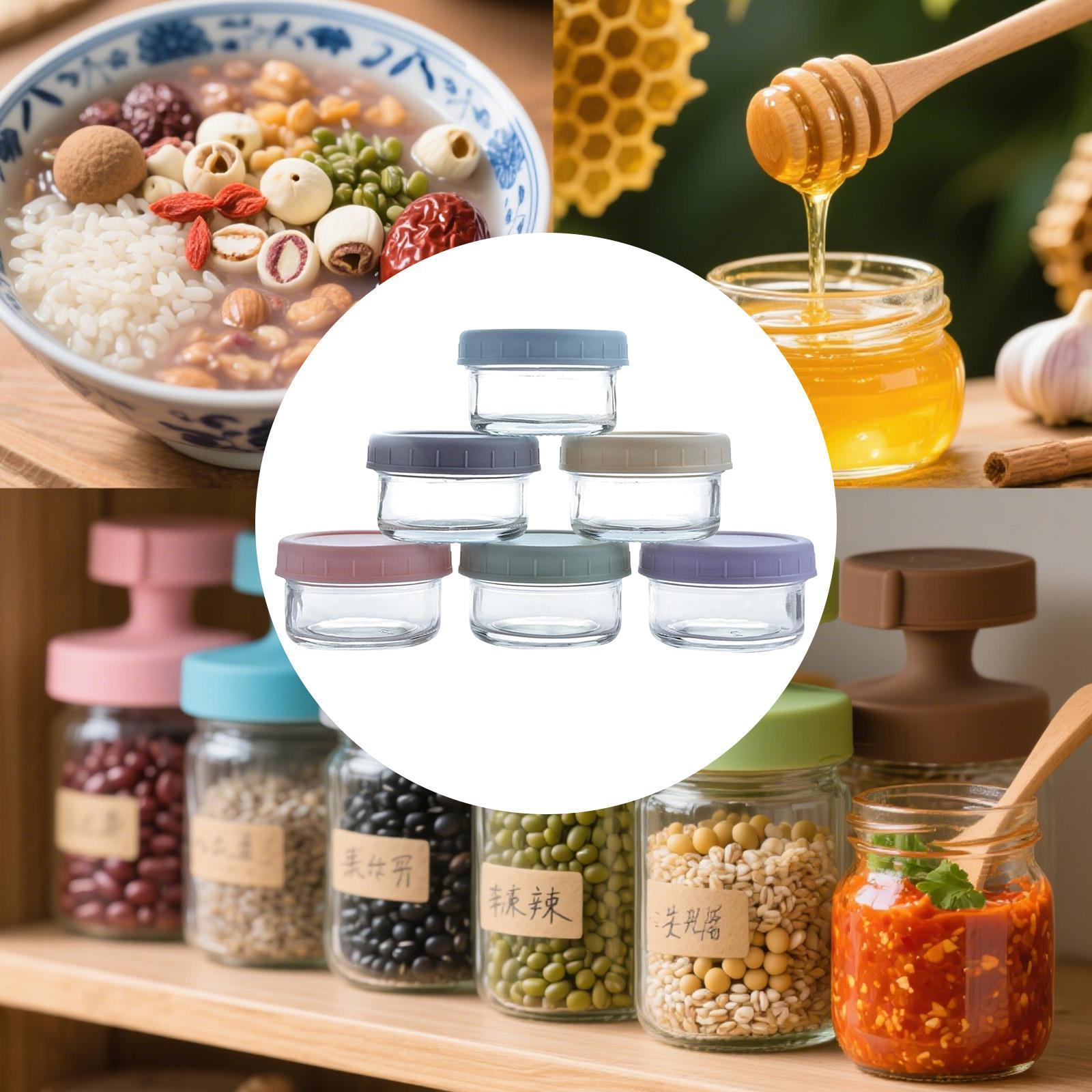 Food Storage Glass Set - Мини-стеклянные баночки с герметичными крышками, многоразовые