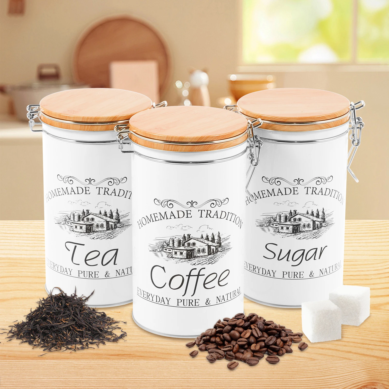 Food Storage Kitchen Container Set - Набор из 3-х металлических банок для