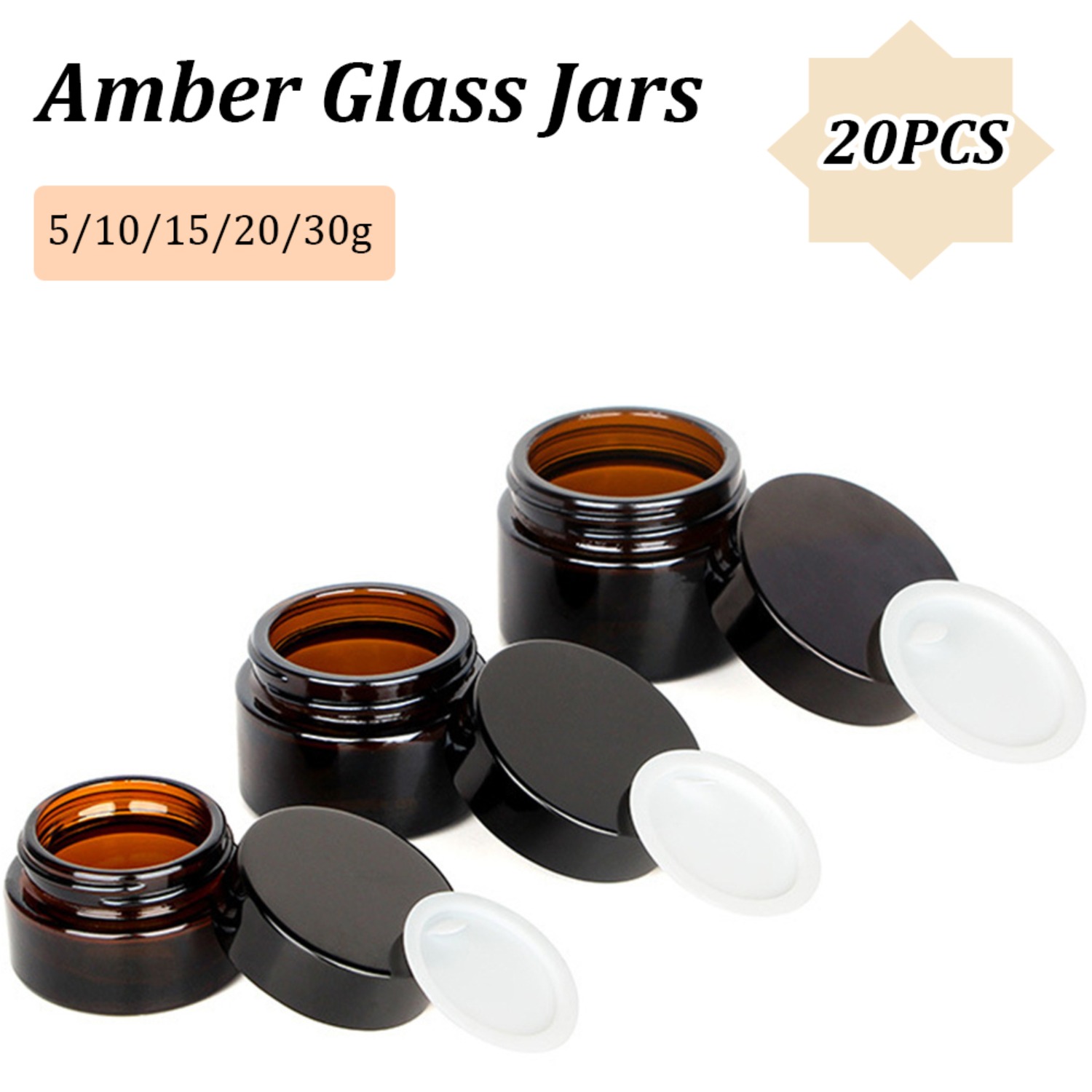 Food Storage Glass Set - 20 шт. маленькие янтарные стеклянные банки