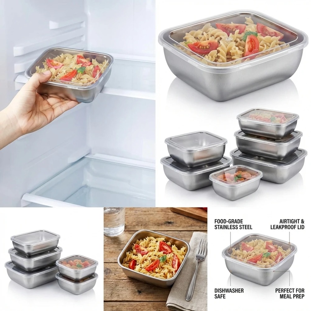 Набор из 6 герметичных контейн – обзор и цена Food Storage Stainless Steel Containers