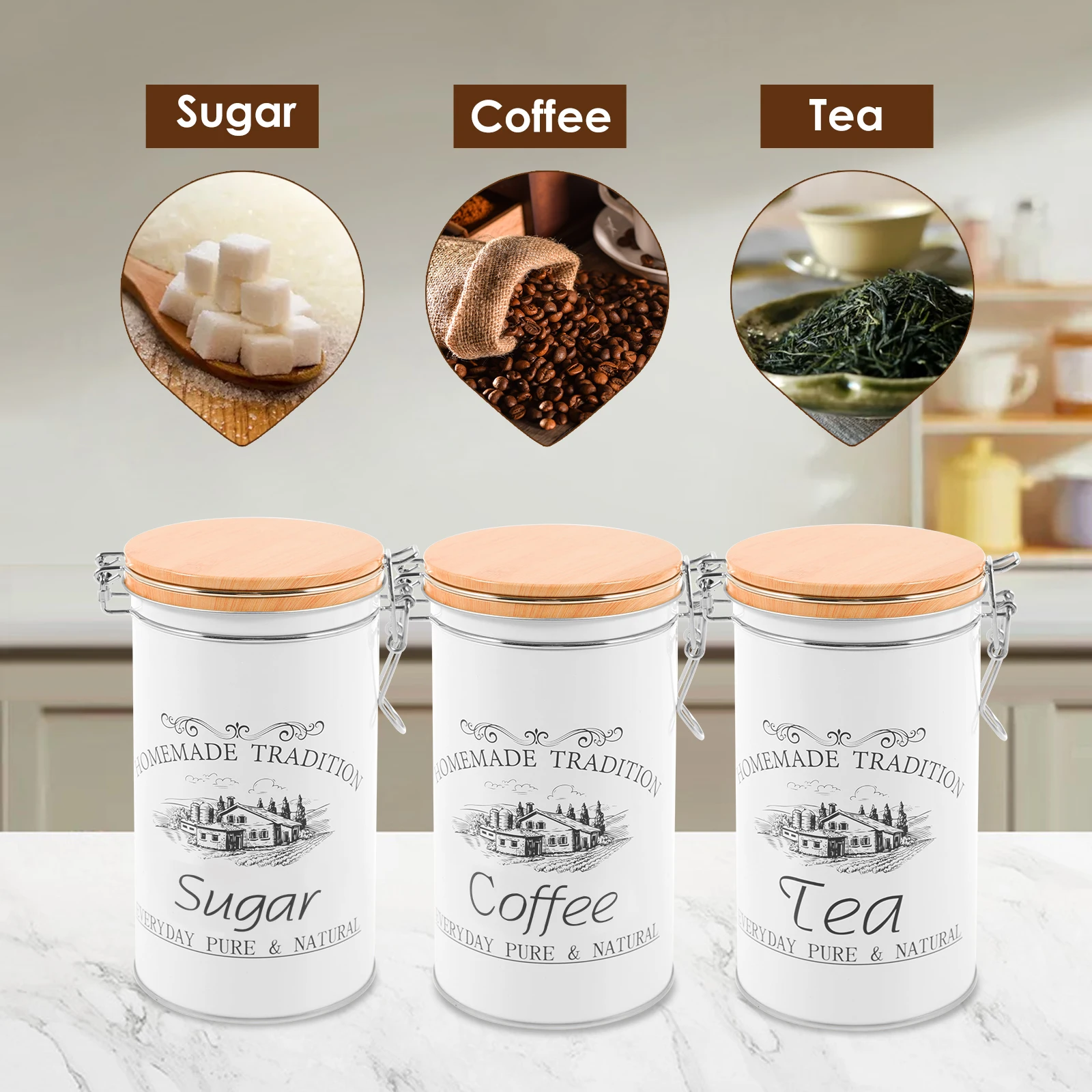 Набор из 3-х металлических бан – обзор и цена Food Storage Kitchen Container Set