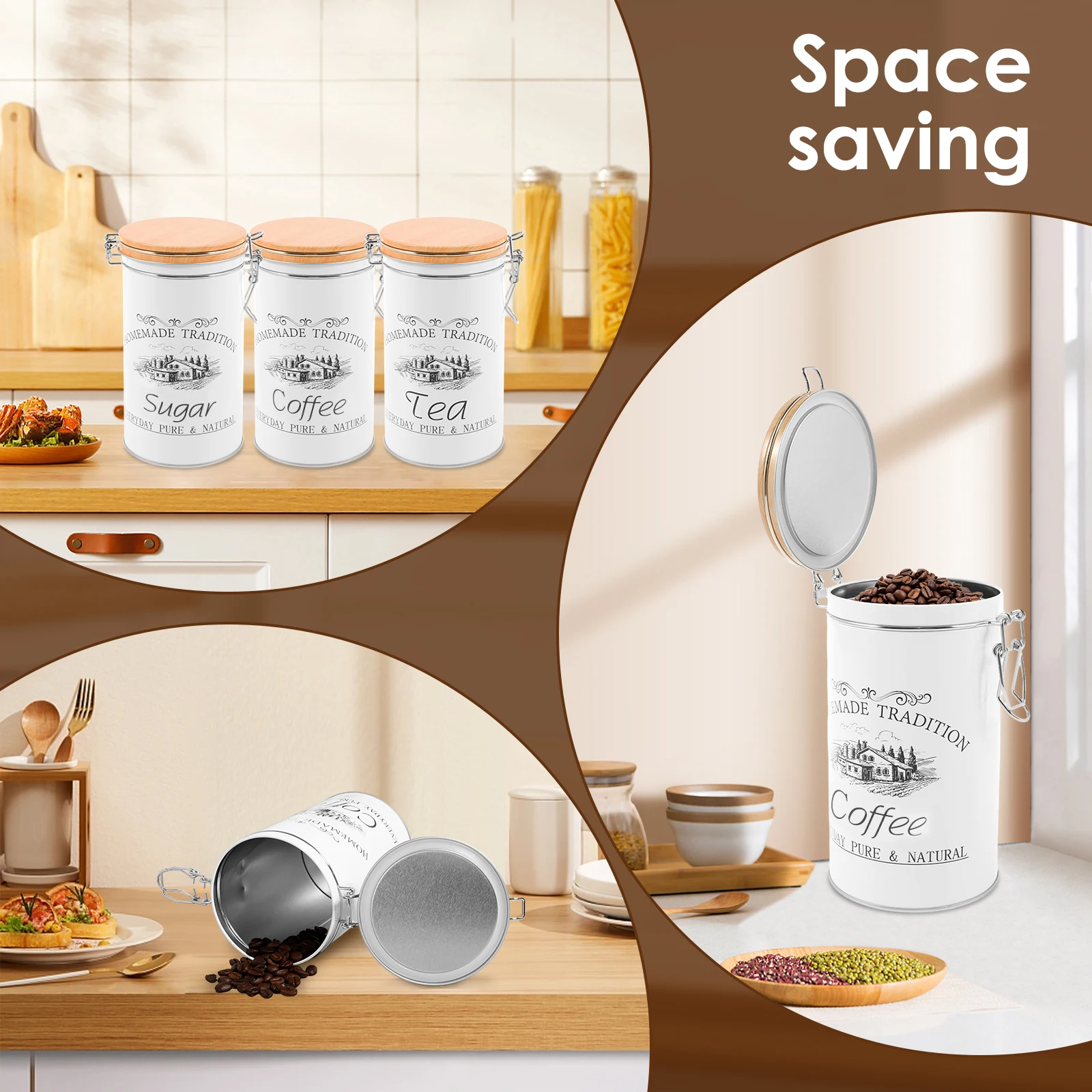 Набор из 3-х металлических бан – обзор и цена Food Storage Kitchen Container Set